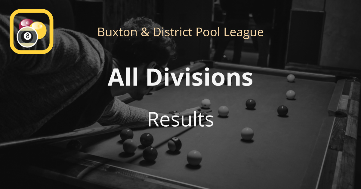 All Divisions | Results | Buxton & District Pool League